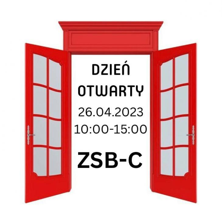 czerwone otwarte drzwi i informacja o dniu otwartym